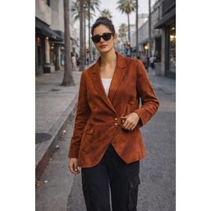 Free People Rust Colored Blazer Jacket Statement Button Front Pockets